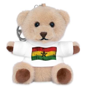 Ghanaian Flag mit Vintage-Effekt Reggae - Teddy Schlüsselanhänger - Weiß - Vorne