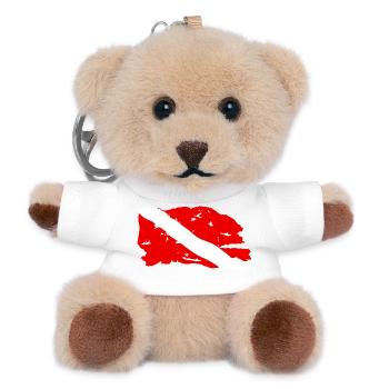 Abgenutzte Tauchflagge - Teddy Schlüsselanhänger - Weiß - Vorne