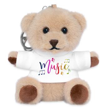 Farbenfrohes Design und lebendige Musik - Teddy Schlüsselanhänger - Weiß - Vorne