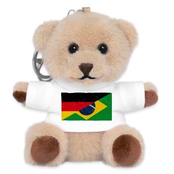 Germany and Brazil Vintage Flag - Teddy Keyring - white - Front