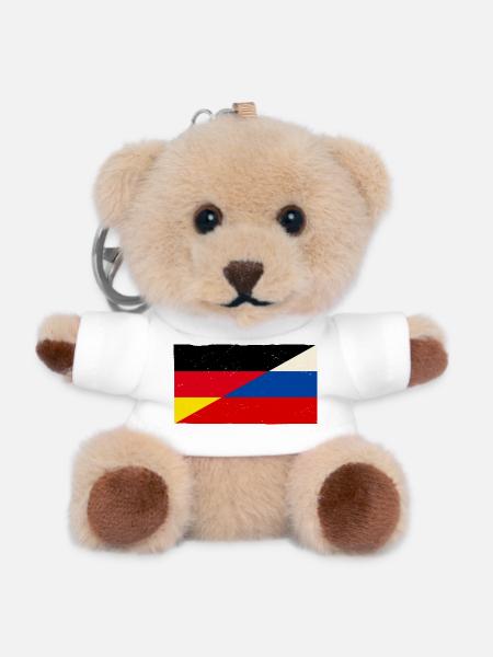 Deutschland und Russland Vintage Flagge - Teddy Schlüsselanhänger - Weiß