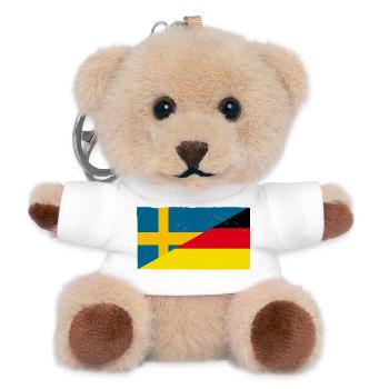 Drapeau vintage de l’Allemagne et de la Suède - Porte-clés ourson - blanc - Devant
