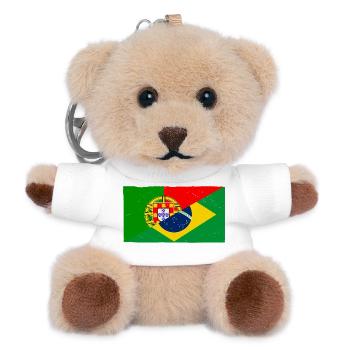 Brasilien und Portugal Vintage Flagge - Teddy Schlüsselanhänger - Weiß - Vorne