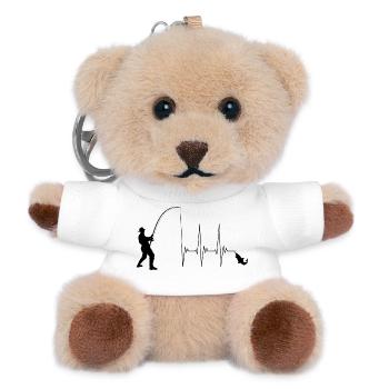 Angler, fishing, fisherman, fishing fish rod, ECG - Teddy Keyring - white - Front
