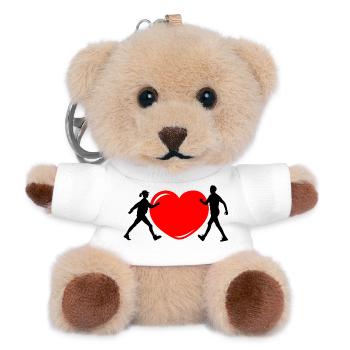 Love Walking Mann und Frau - Teddy Schlüsselanhänger - Weiß - Vorne