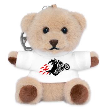 Witch on Chopper Biker Motorcycle Flames - Teddy Keyring - white - Front