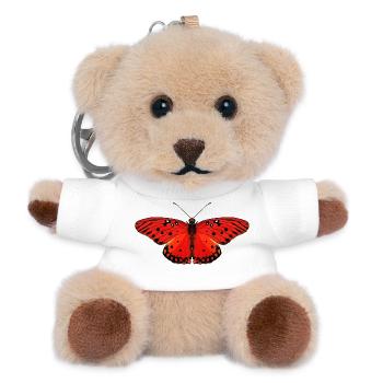 Feuriger roter Schmetterling - Teddy Schlüsselanhänger - Weiß - Vorne