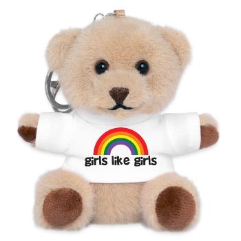 Girls like girls - rainbow pride LGBTQ design - Teddy Schlüsselanhänger - Weiß - Vorne