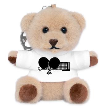 Zwei Tischtennisschläger mit Tennisnetz gekreuzt - Teddy Schlüsselanhänger - Weiß - Vorne