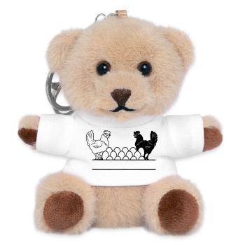 Monogramme de poulet foncé et clair - Porte-clés ourson - blanc - Devant