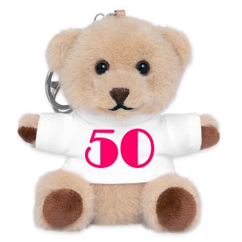50. 50 YEARS. 50th ANNIVERSARY. BIRTHDAY 50 YEARS. - Teddy Keyring - white - Front
