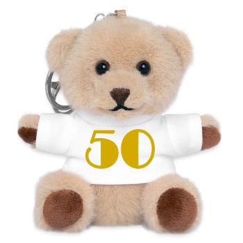 50. 50 ANS. 50e ANNIVERSAIRE. ANNIVERSAIRE 50 ANS. - Porte-clés ourson - blanc - Devant