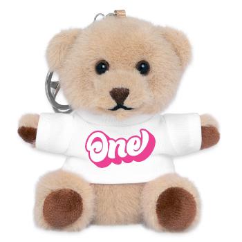 One 1st Birthday For Girls 1 Year Old - Teddy Keyring - white - Front