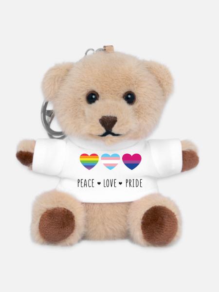 Pride Month LGBT - Peace, Love, Pride - Teddy Keyring - white