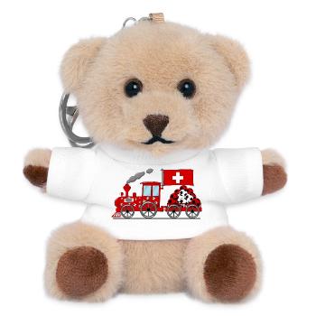 Switzerland Flag Football Railway - Teddy Keyring - white - Front