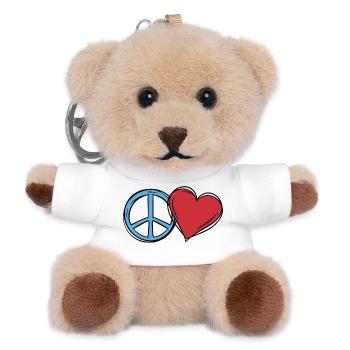 Coeur paix paix amour idée cadeau - Porte-clés ourson - blanc - Devant
