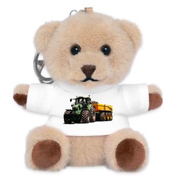 Deutz avec remorque benne - Porte-clés ourson - blanc - Devant