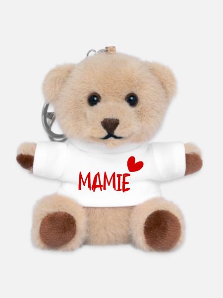 MAMIE. GRAND-MERE. FÊTE DES MÈRES. BONNE FÊTE - Porte-clés ourson - blanc