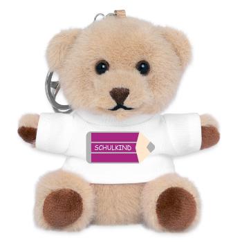 Écolier - Stylo Violet Gris - Personnalisable - Porte-clés ourson - blanc - Devant
