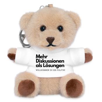 Mehr Diskussionen als Lösungen Willkommen Politik - Teddy Schlüsselanhänger - Weiß - Vorne