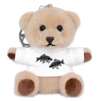 Karpfen Kreidezeichnung - Teddy Schlüsselanhänger - Weiß - Vorne
