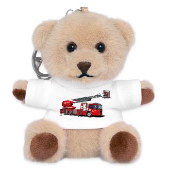 Feuerwehr mit Leiter - Teddy Schlüsselanhänger - Weiß - Vorne