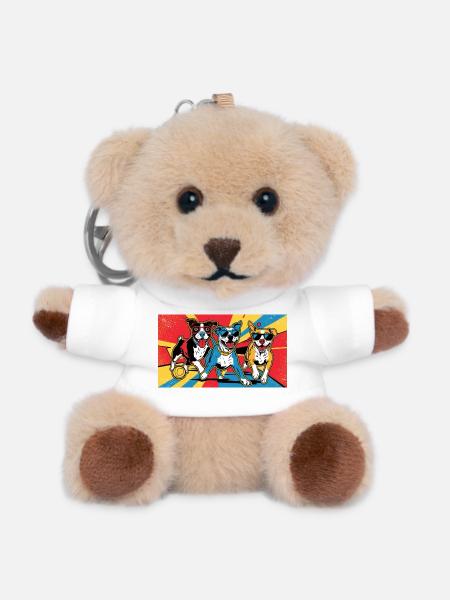 Funny Dogs "Playtime" - Teddy Keyring - white