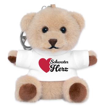 Heart sister design with love - Teddy Keyring - white - Front