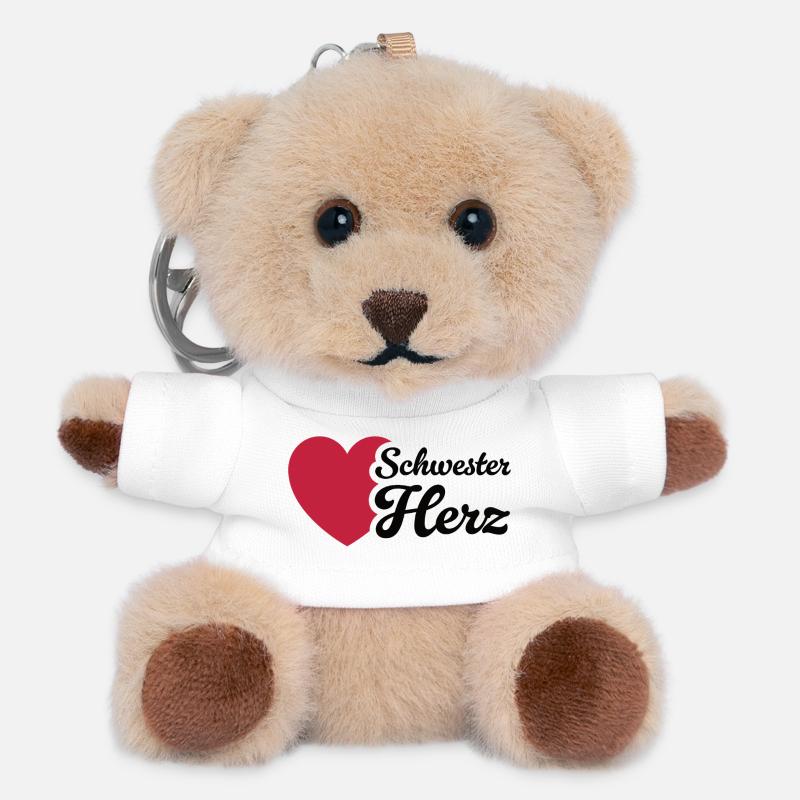 Herz Schwester Design mit Liebe - Teddy Schlüsselanhänger - Weiß