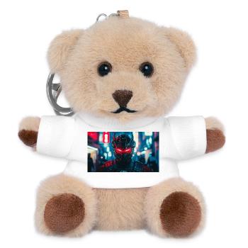 Futuristisches schwarz-rotes Kriegergesicht - Teddy Schlüsselanhänger - Weiß - Vorne