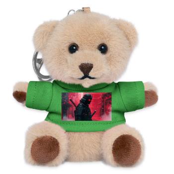 Schwarzer futuristischer Samurai - Teddy Schlüsselanhänger - Grün - Vorne