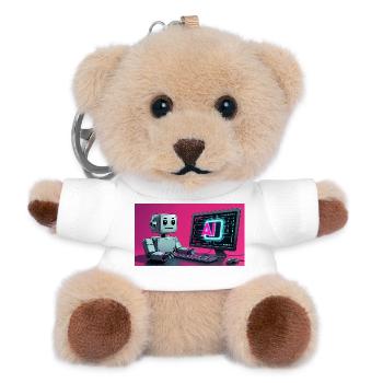 Futuristic AI Robot and Tech Screen - Teddy Keyring - white - Front