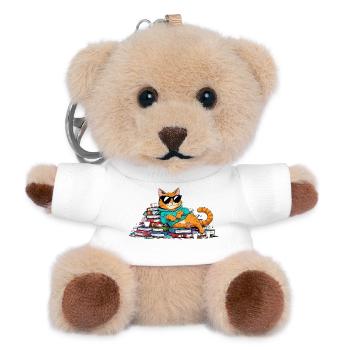 Casual bookworm cat with sunglasses - Teddy Keyring - white - Front