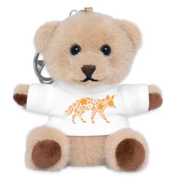 Nordic Floral - Soft Orange Fox - Teddy Keyring - white - Front
