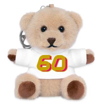 60. 60 YEARS. 60th ANNIVERSARY. 60TH BIRTHDAY. - Teddy Keyring - white - Front