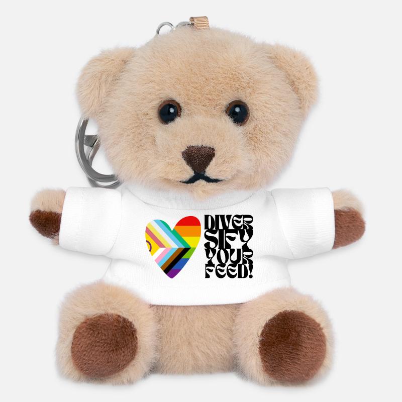 🌈♿ Diversify Your Feed –Progress Pride&Disability - Teddy Keyring - white