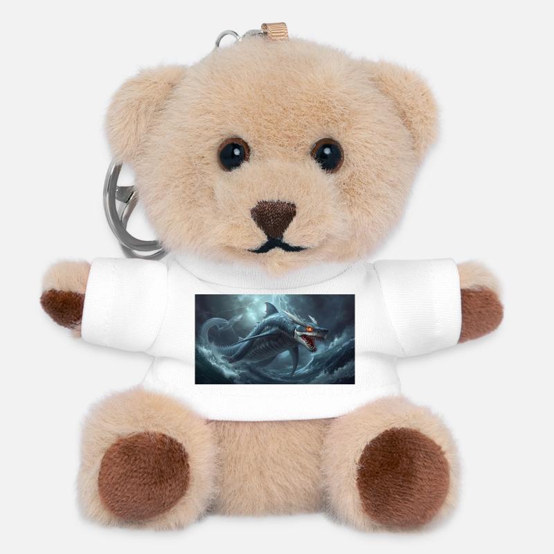 Requin-dragon - Porte-clés ourson - blanc