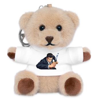 anime in suit with sword - Teddy Keyring - white - Front