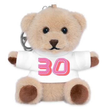 30. 30 ANS. 30e ANNIVERSAIRE. ANNIVERSAIRE 30 ANS. - Porte-clés ourson - blanc - Devant