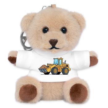 Machine de construction à chargeuse sur pneus - Porte-clés ourson - blanc - Devant