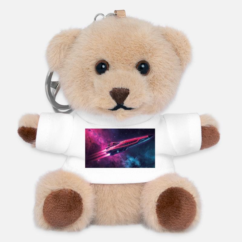 spaceship - Teddy Keyring - white