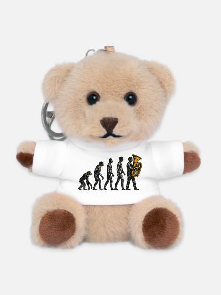 Evolution to Tuba Player Grunge Design - Teddy Keyring - white