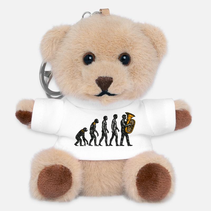 Evolution to Tuba Player Grunge Design - Teddy Keyring - white