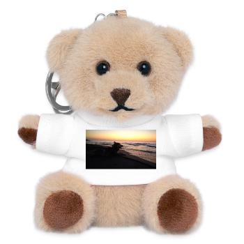 Dog on the beach sunset - Teddy Keyring - white - Front