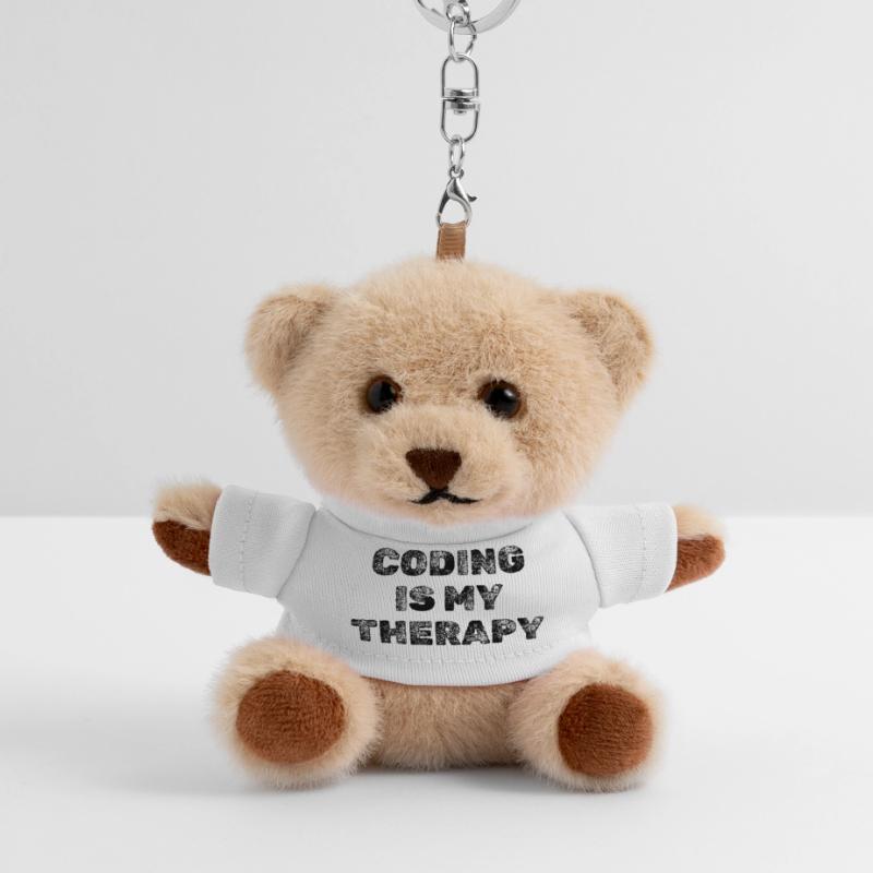 Coding Is My Therapy Developer Saying Teddy Keyring