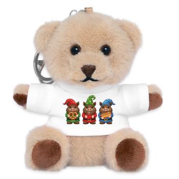 Wild Boar Christmas Hunter Boar - Teddy Keyring - white - Front