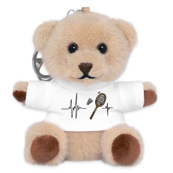 Badminton Heart | Shuttlecock Racquet Fast Pace - Teddy Keyring - white - Front