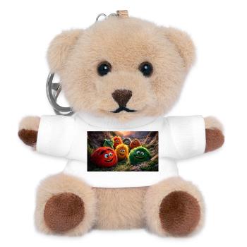 Cheerful Fluffy Monster Pixar Style Fun - Teddy Keyring - white - Front