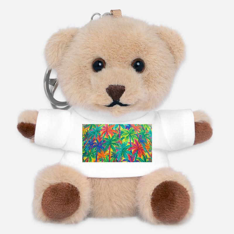 Palm Trees Tropical Pattern - Teddy Keyring - white