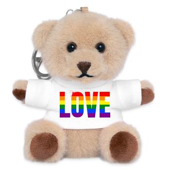 LOVE Rainbow Statement – Bold Equality Message - Teddy Schlüsselanhänger - Weiß - Vorne